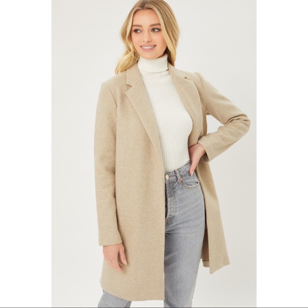 Oatmeal Long Line Coat - Picture 2 of 4